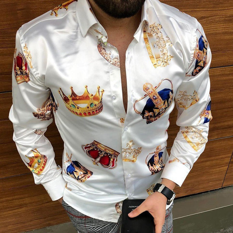 Herren Seidenhemd Mit Königlichem Muster Elegant Berlin