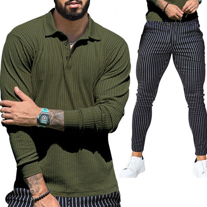 Herren Langarmshirt Sportlich Modern Strukturiert