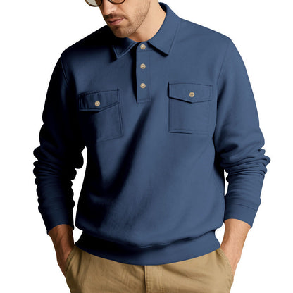 Herren Fleece-Pullover Warm mit Brusttasche