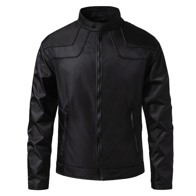 Lederjacke Herren Vielseitig Ledermantel Elegant Schwarz