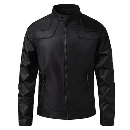 Lederjacke Herren Vielseitig Ledermantel Elegant Schwarz
