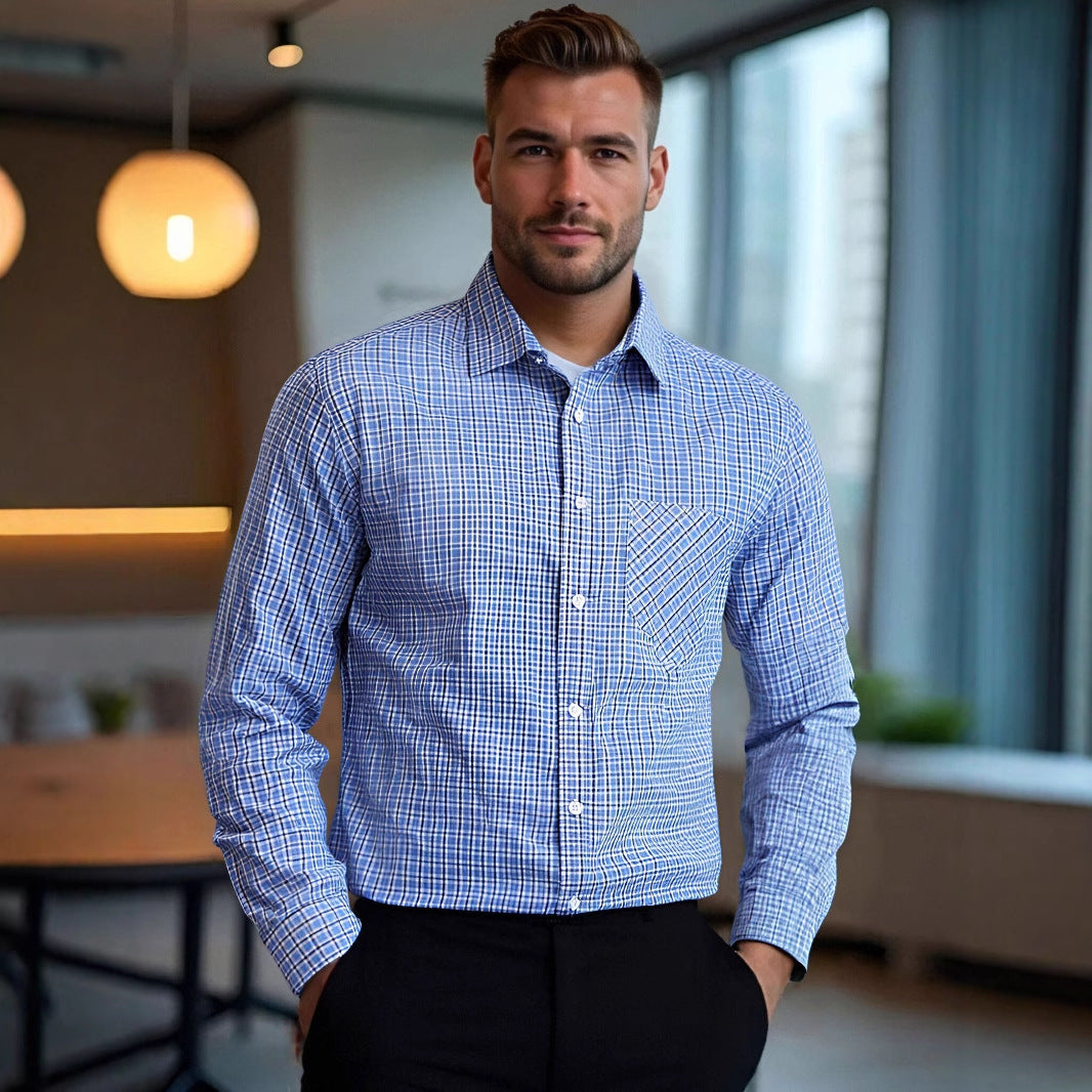 Herren Businesshemd Slim Fit Kariert Modern