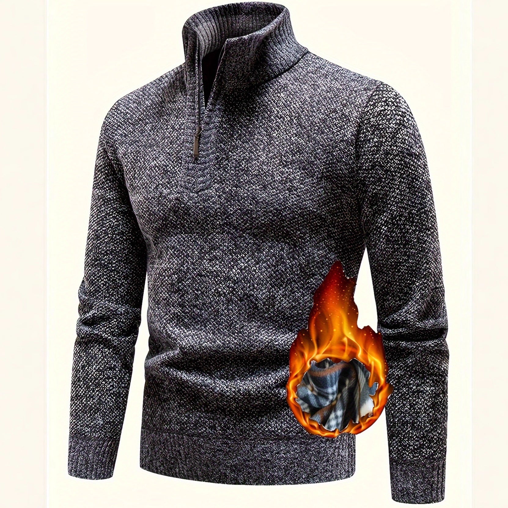 Herren Fleece Pullover Hochkragen Strukturiert - BerlinGlamour