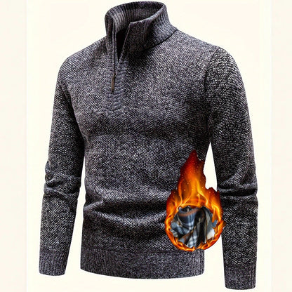 Herren Fleece Pullover Hochkragen Strukturiert - BerlinGlamour
