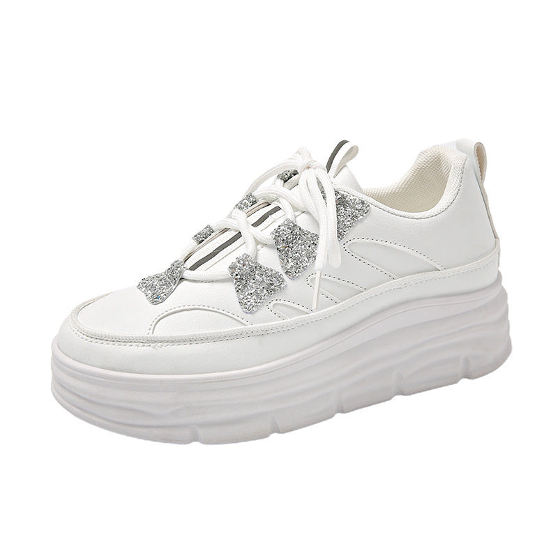 Damen Sneaker Sportlich Glitzer Plattform Schuhe
