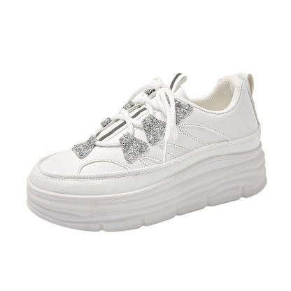 Damen Sneaker Sportlich Glitzer Plattform Schuhe