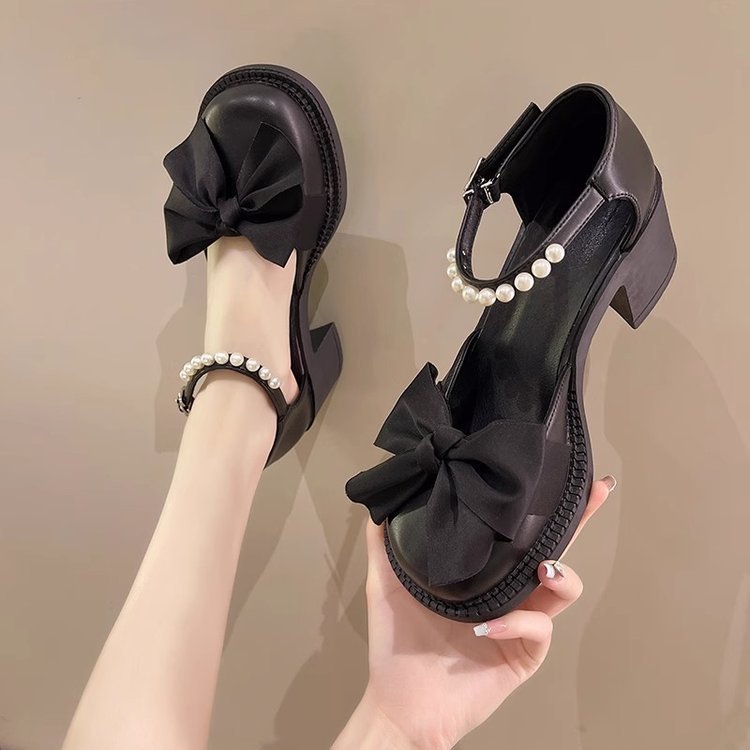 Damen Sandalen Schleifen Perlenriemen Elegante Sommermode