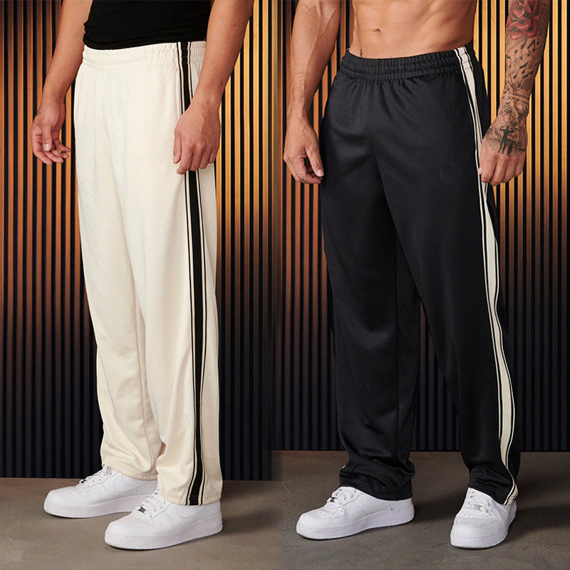 Herren Trainingshose Sportlich mit Streifen Schwarz - BerlinGlamour