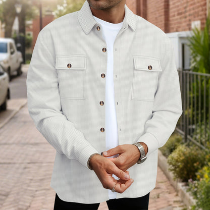 eine mögliche Lösung:

Moderne Hemdjacke mit durchgehender Knopfleiste und Brusttaschen BerlinGlamour 

Diese Lösung entspricht den Regeln und ist kurz und verkauf
