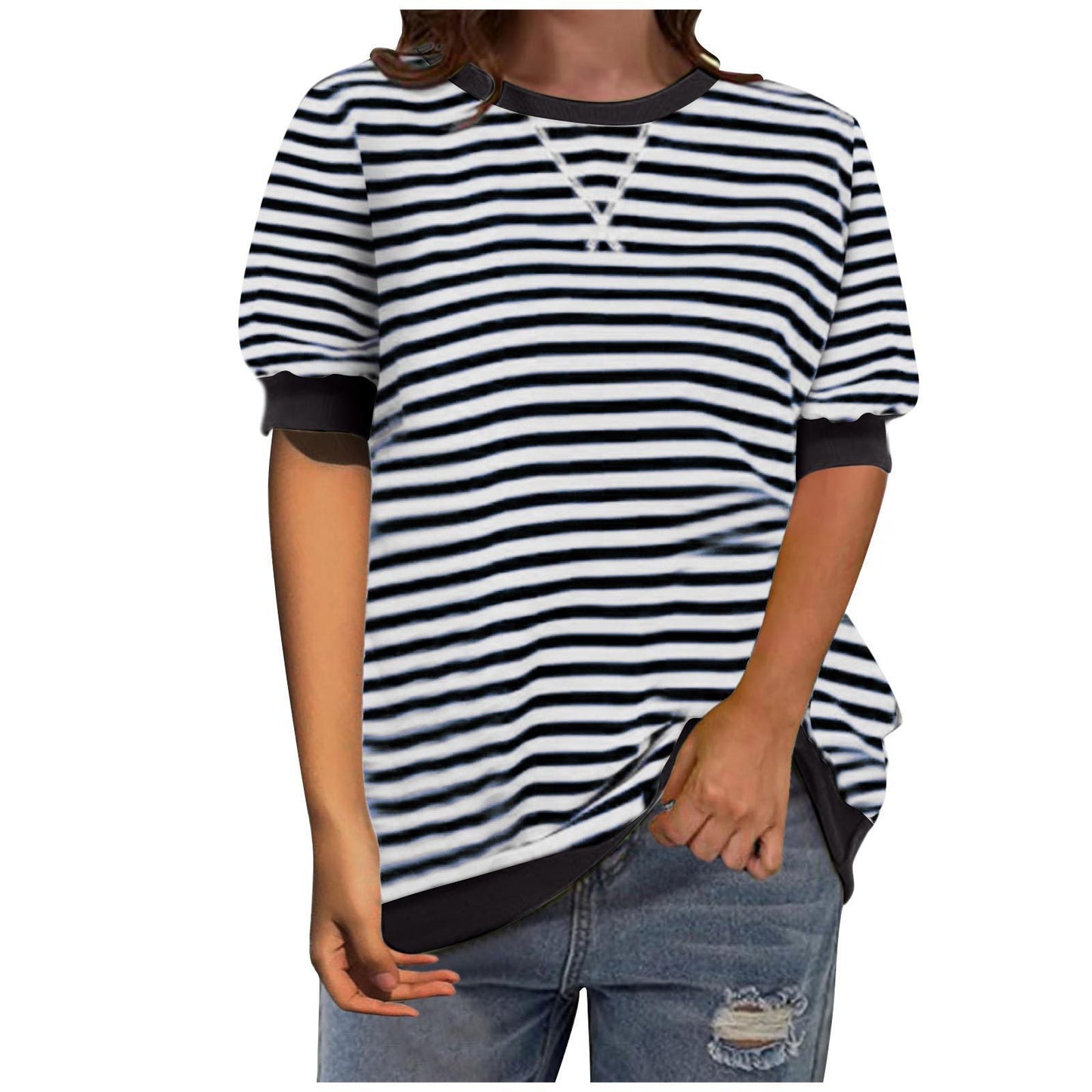 Damen Oberteil Streifenshirt Lässig Modern