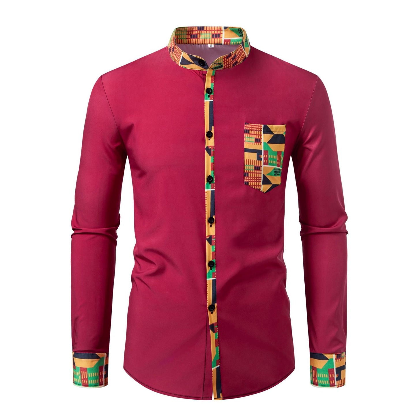 Herren Langarmhemd Afrikamuster Modern Urban