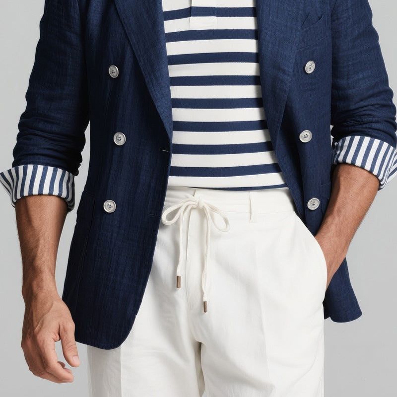 Herren Leinenblazer Elegant Slim Fit mit Knöpfen