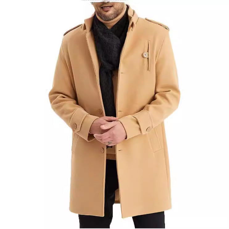 Herren Übergangsmantel Modern mit Taschen Stehkragen Elegant