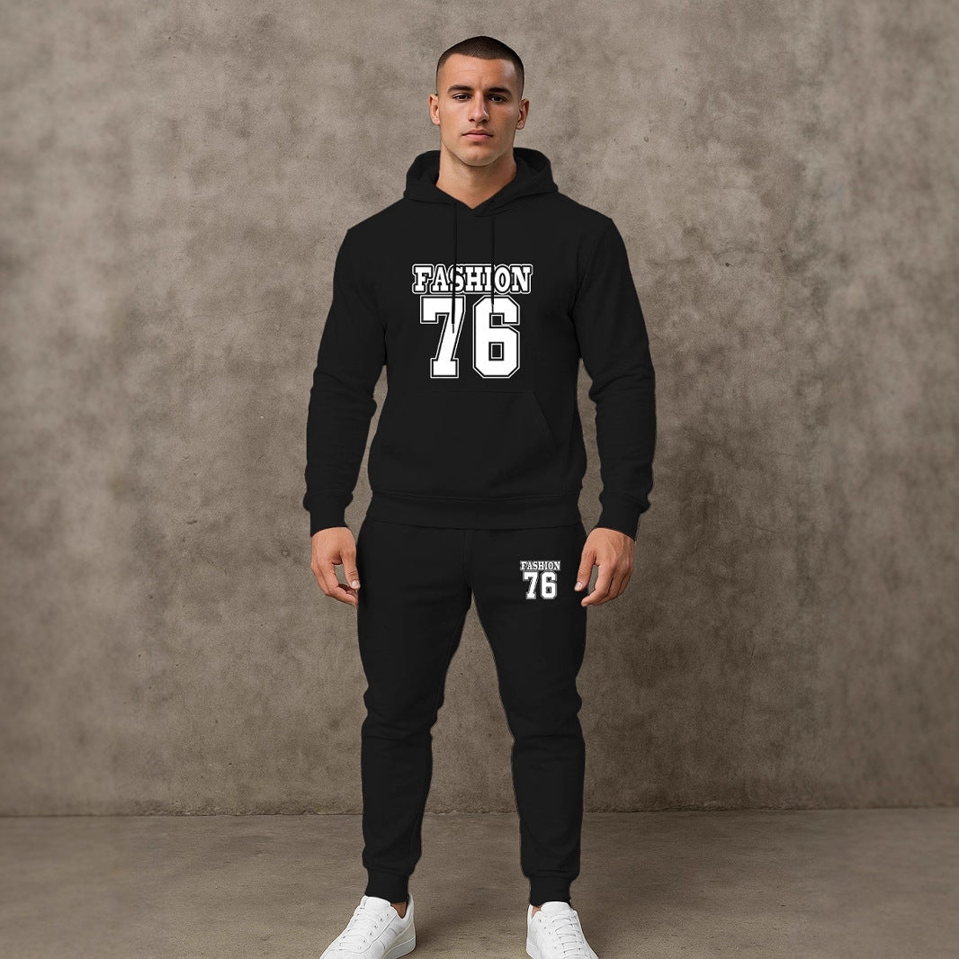 Herren Sport Set Hoodie Jogginghose Bequem Grau