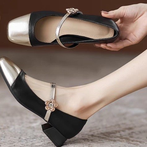 Elegante Damen Ballerinas mit Riemen Glänzend Damen Schuhe