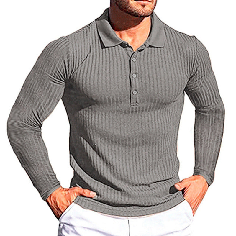 Herren Poloshirt Langarm Elegantes Strukturiert - BerlinGlamour