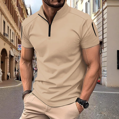 Herren Sportshirt Kurzarm Zip-Hemd Modern