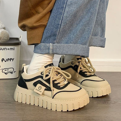Damen Plateau Sneaker Sportlich Modern Design