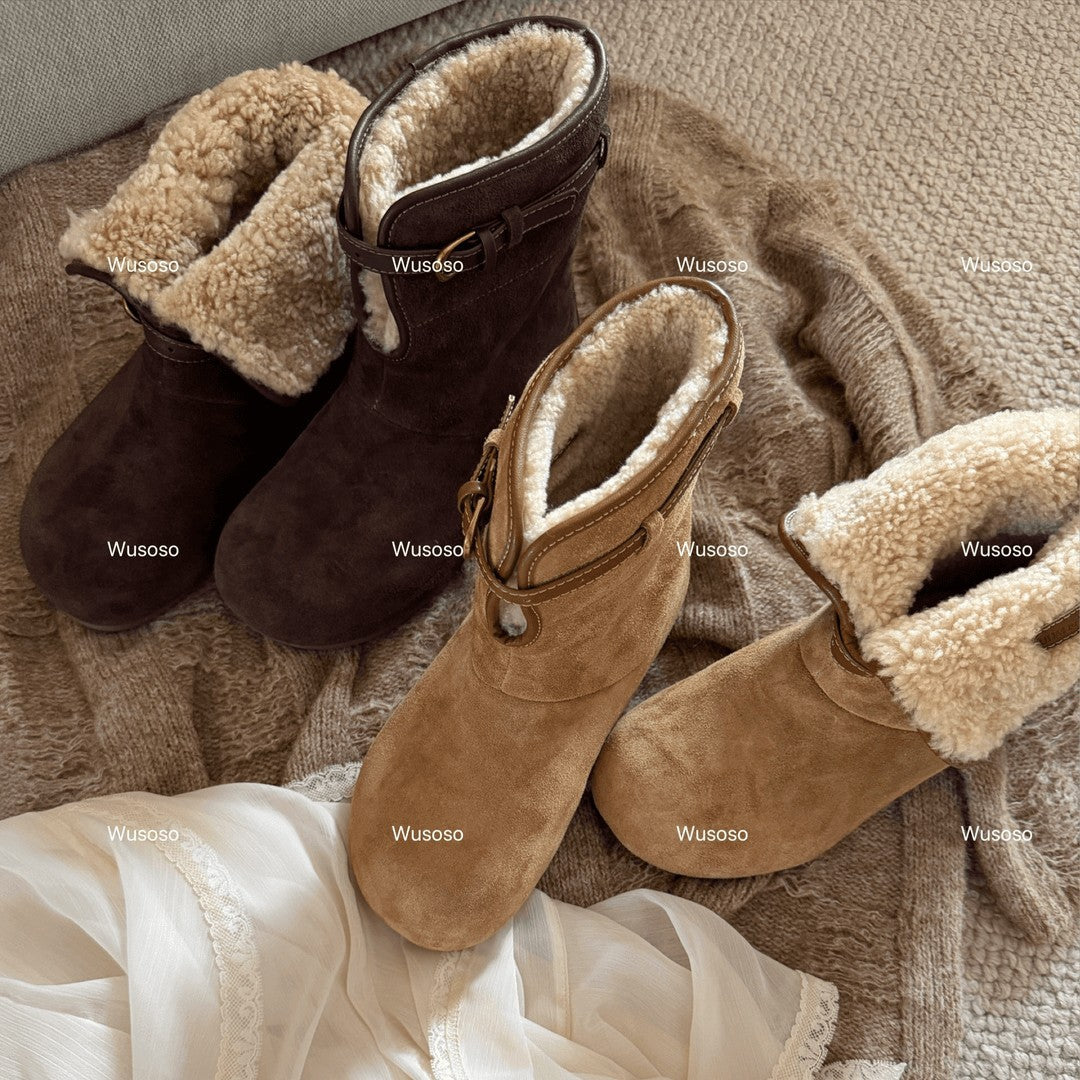 Damen Winterstiefel Veloursleder Weich und Warm