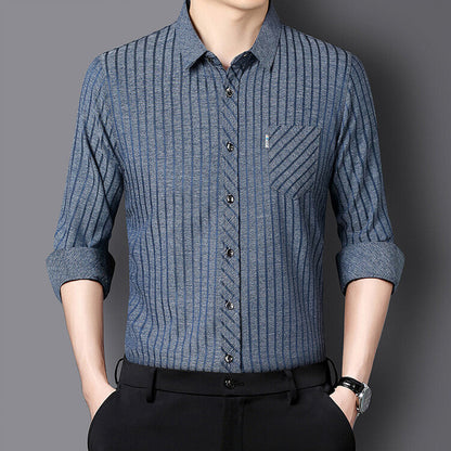Herren Slim Fit Langarmhemd Modern Strukturiert