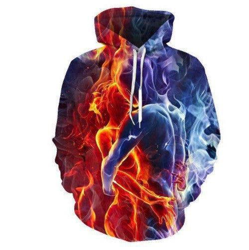 Herren Kapuzenshirt mit lebendigem Tigerdesign und feurigen Akzenten BerlinGlamour. - BerlinGlamour