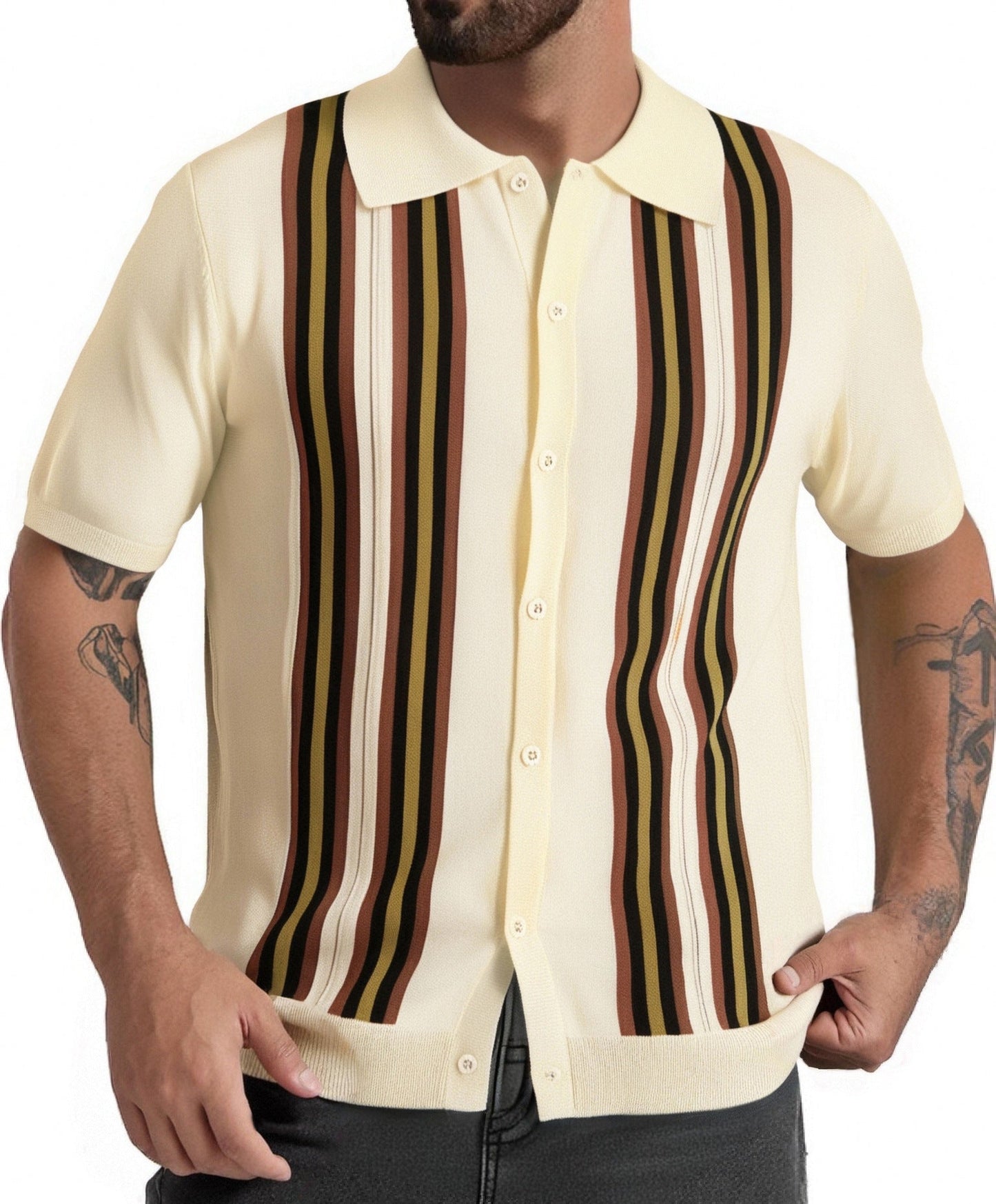 Herren Hemd Kurzarm Streifen Modern Berlin Style
