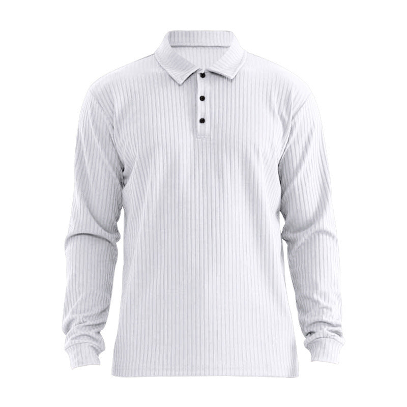 Herren Polohemd Langarm Strukturiert Rippdesign Elegant