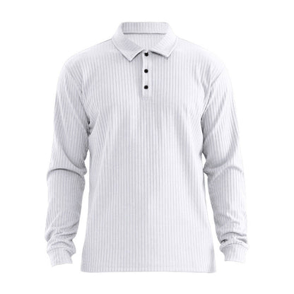 Herren Polohemd Langarm Strukturiert Rippdesign Elegant