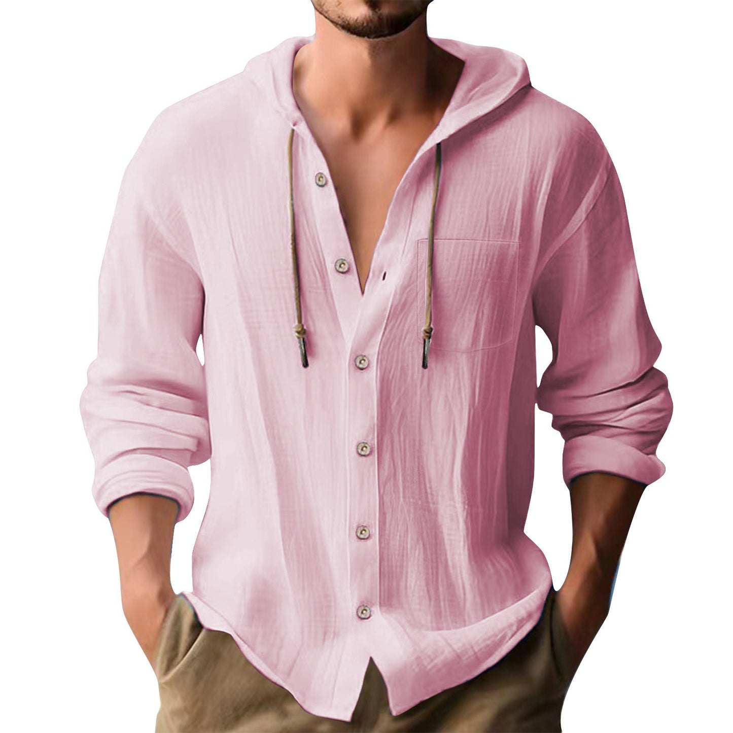 Herren lässiges Kapuzenshirt mit Knopfleiste und praktischen Taschen BerlinGlamour.