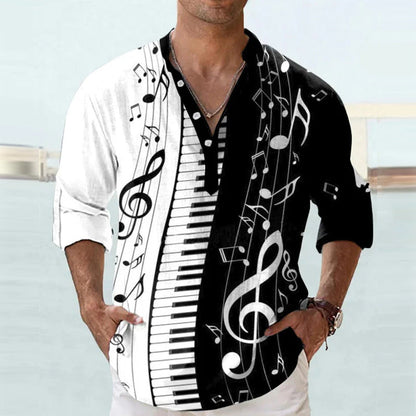 Herren Leinenhemd mit trendigem Druck Berlin Style