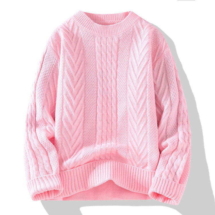 Herren Strickpullover Modern Rippmuster Zopfmuster Grau - BerlinGlamour