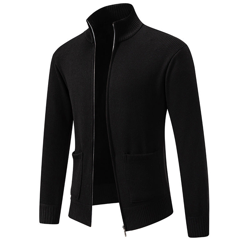 Herren Strickjacke Lässig mit Kragen und Taschen
