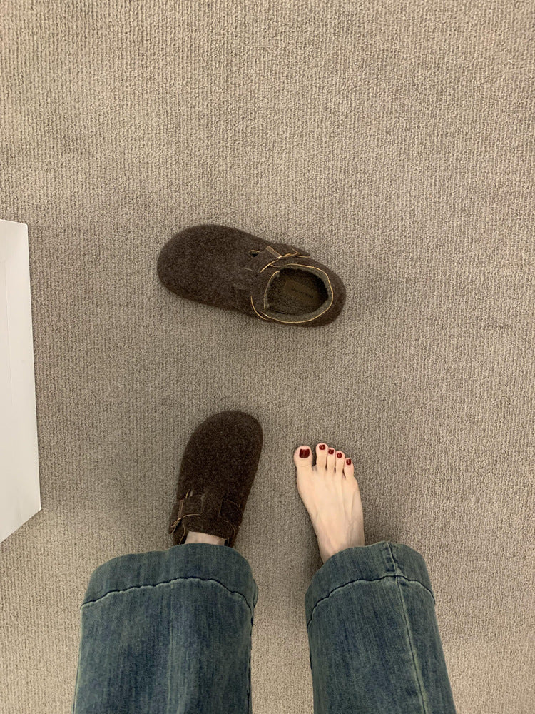 Damen Filzschuhe Bequem Riemchen Clogs Warm
