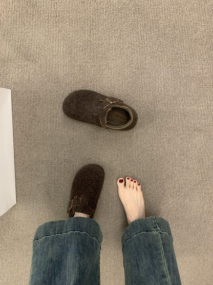 Damen Filzschuhe Bequem Riemchen Clogs Warm