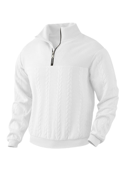 Herren Strickpullover Hoher Kragen Reißverschluss Modern