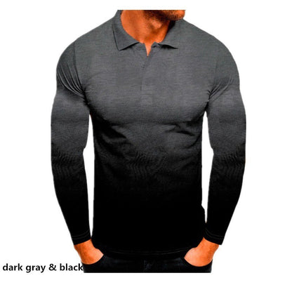 Herren Polo Langarmshirt Farbverlauf Modern Sportlich