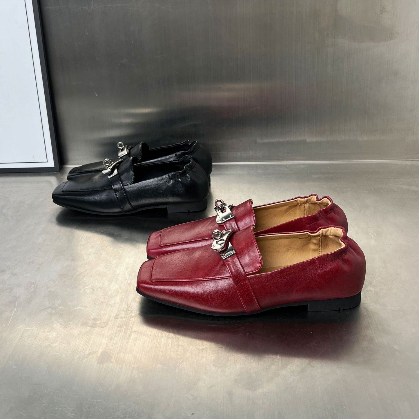 Damen Mokassins Elegante Schuhe mit Schnalle Modern