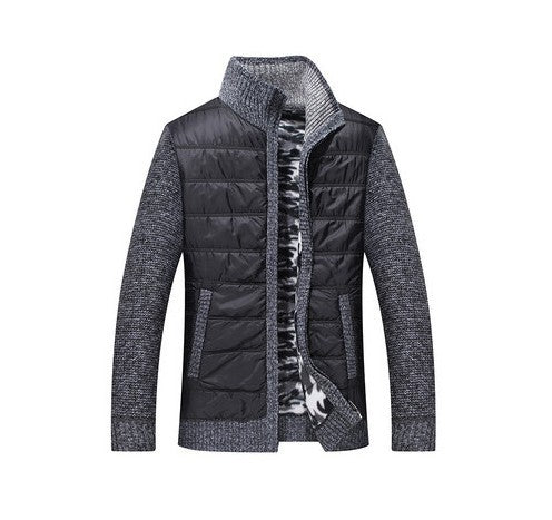 Herren Steppjacke Modern Strickdetails Hochkragen Winter