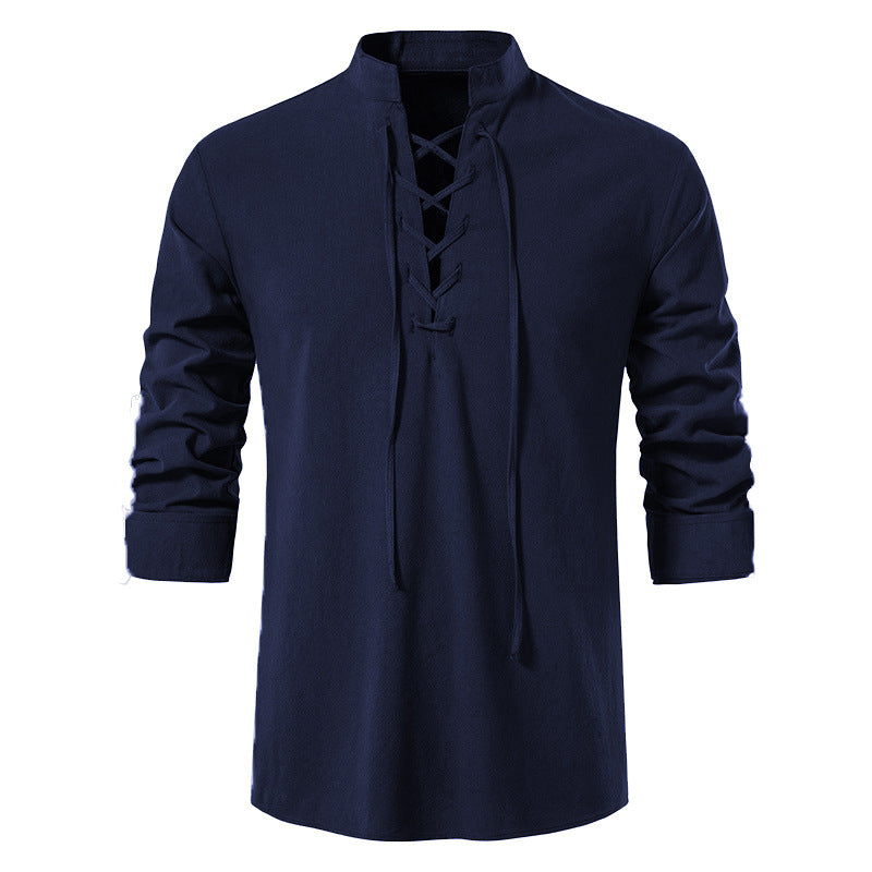 Herren Langarmshirt Modern Stehkragen Lässig Elegant