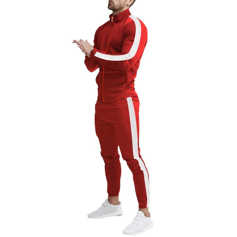 Herren Sportanzug Hochkragen Streifen Design