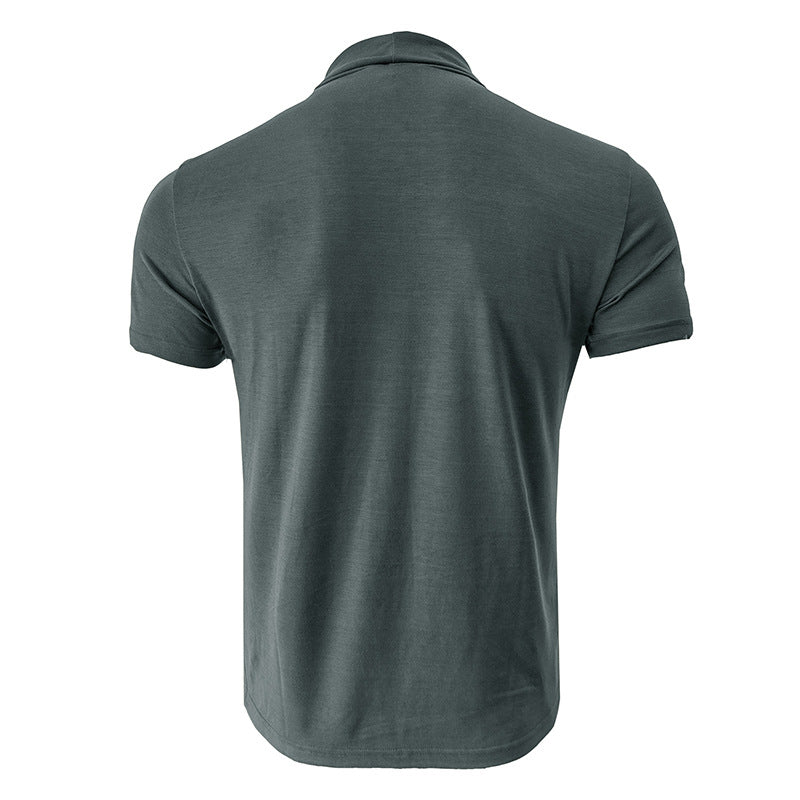 Herren T-Shirt Kurzarm Elastisch Hochkragen Modern
