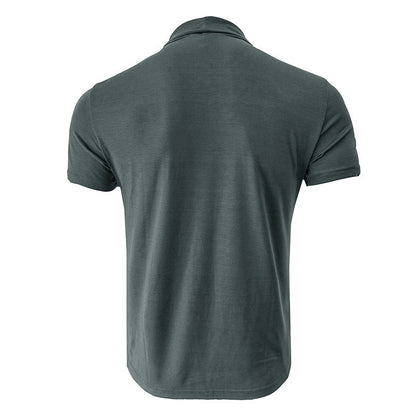 Herren T-Shirt Kurzarm Elastisch Hochkragen Modern