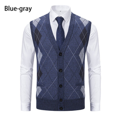 Herren elegante Strickweste mit modernem Rautenmuster und praktischen Taschen BerlinGlamour - BerlinGlamour