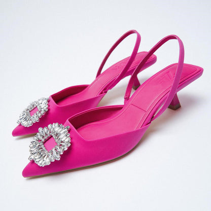 Damen Slingback Pumps mit Strass Schmuck Detail Elegante Damenpumps - BerlinGlamour