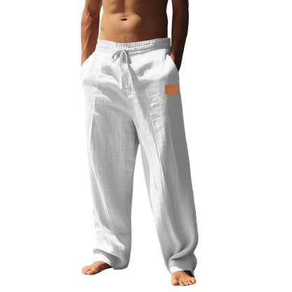 Herren Leinen Shorts Bequem Elastisch mit Seiten Taschen