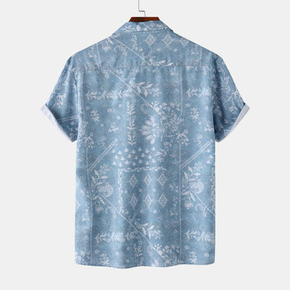 Herren Kurzarmhemd Modern Floral Leger