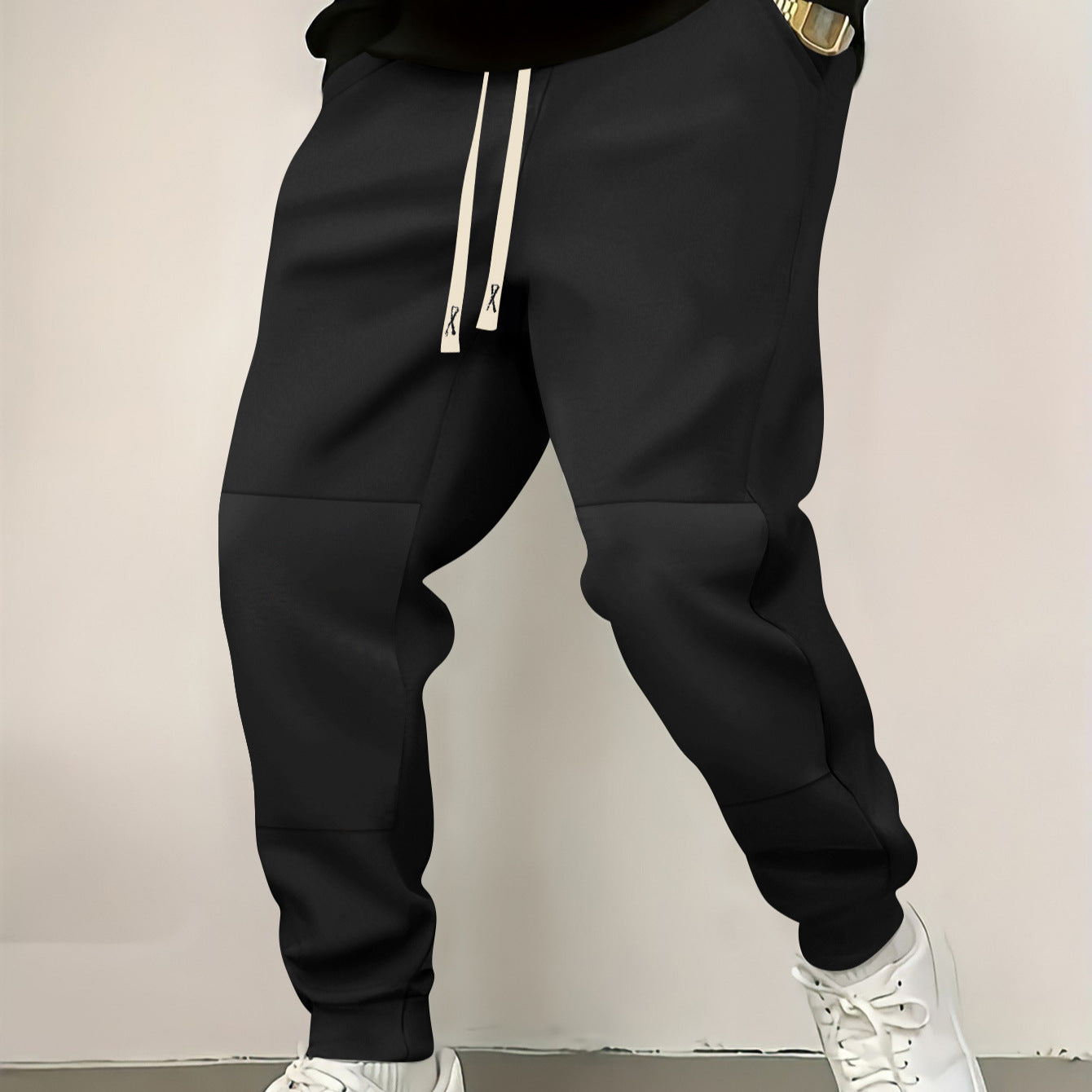 Herren Sporthose Modern Elegante Fitnesshose Schwarz