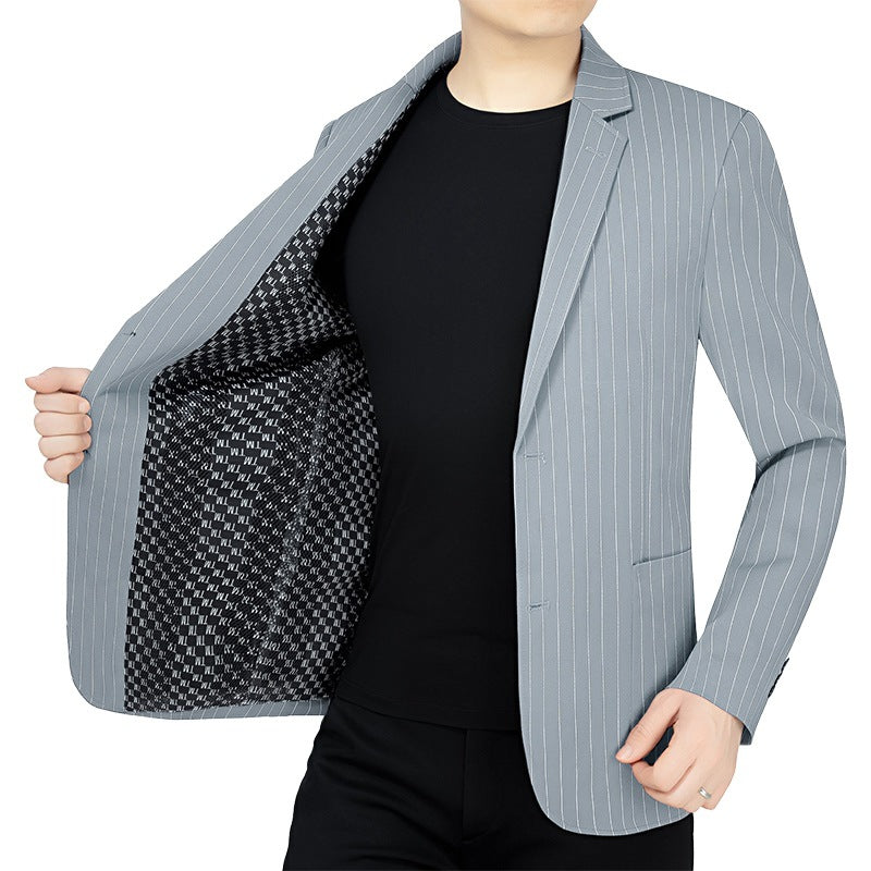Herren Blazer Jacke Streifen Muster Elegant Slim Fit