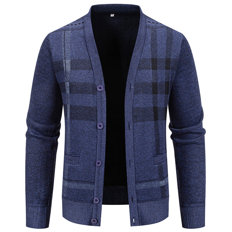Herren Strickjacke Karo Muster Schick Modern