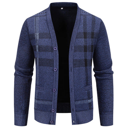 Herren Strickjacke Karo Muster Schick Modern
